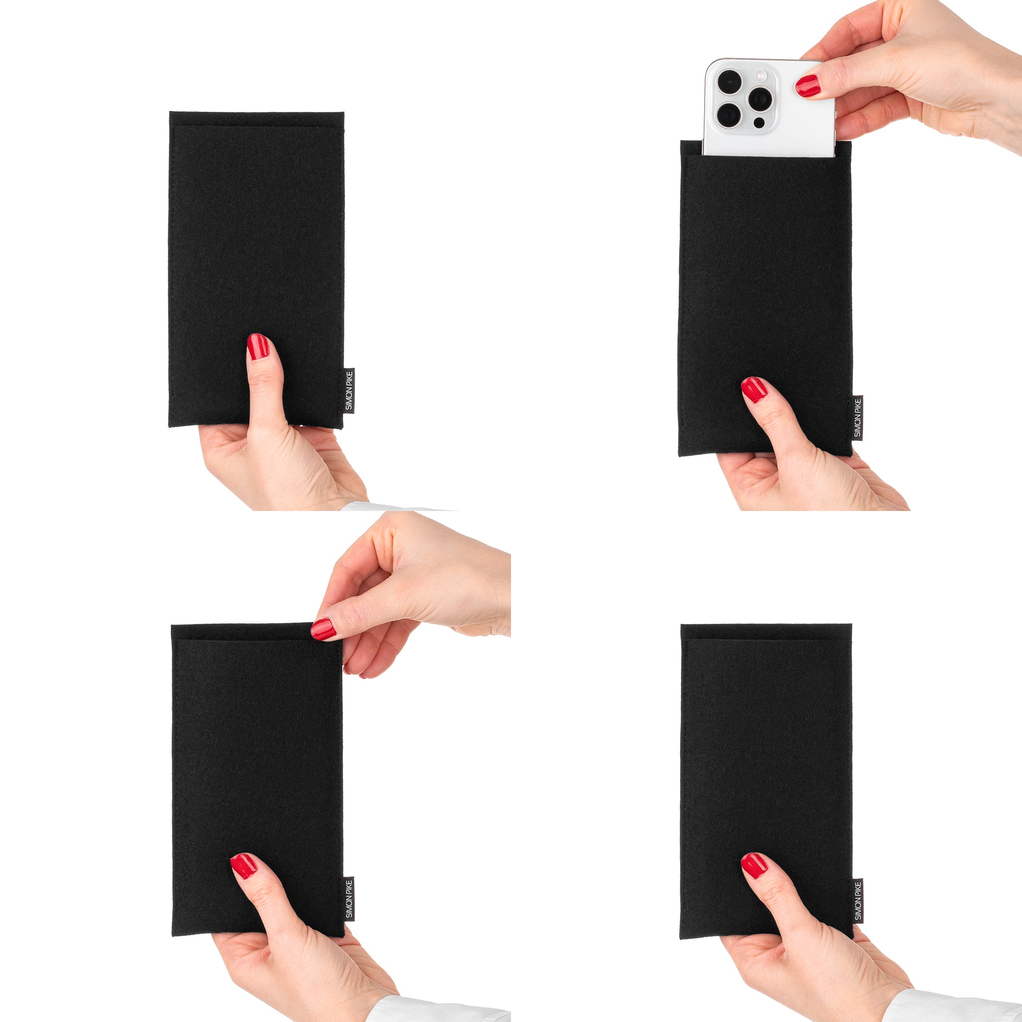 Handytasche "Boston" schwarz aus Wollfilz