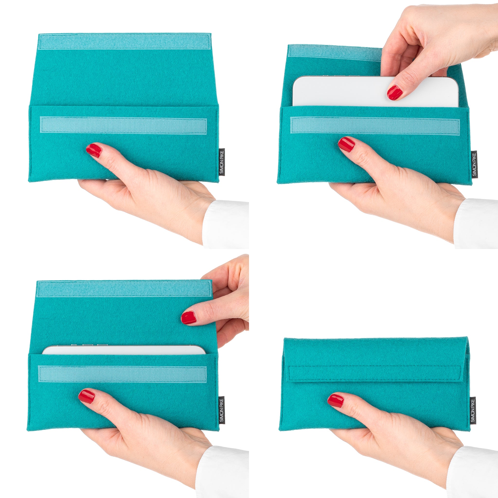 Handytasche "New York" smaragd aus Wollfilz