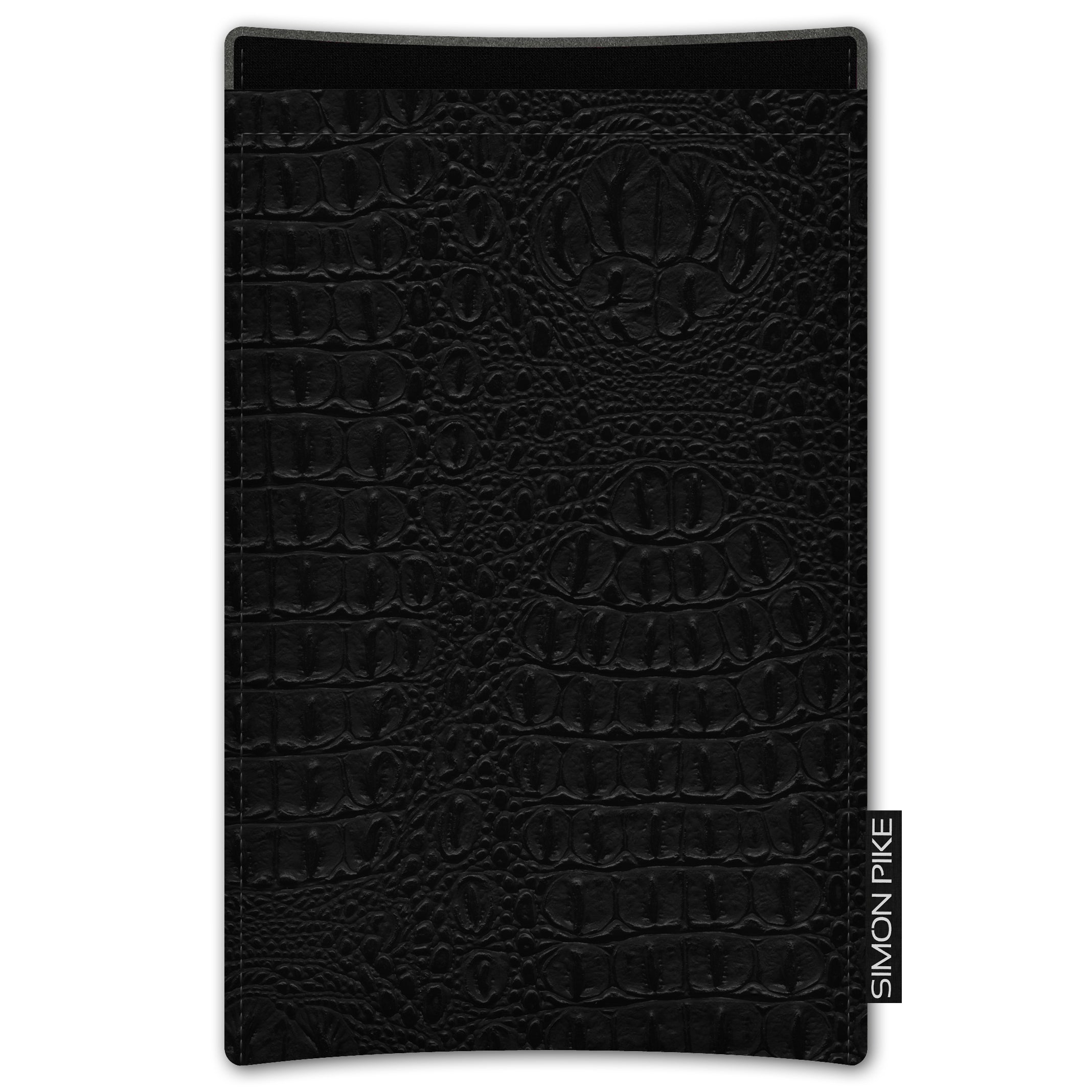 Handytasche "Boston" 1 schwarz Kroko Kunstleder passend mit Silikonhülle