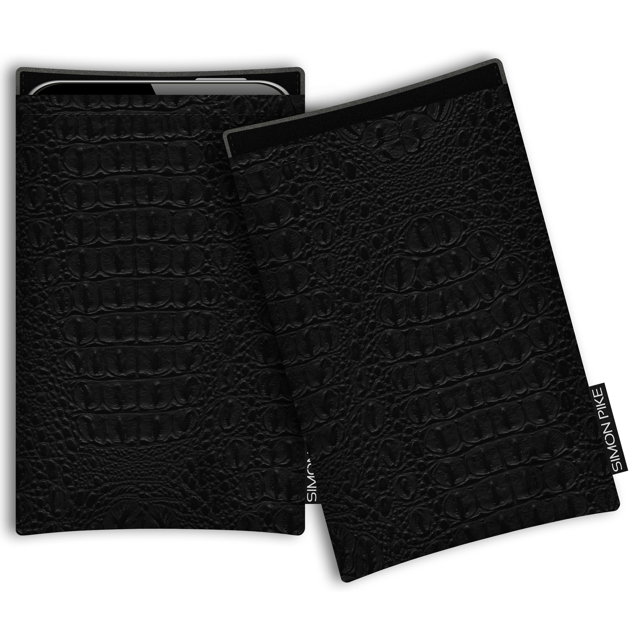 Handytasche "Boston" 1 schwarz Kroko Kunstleder passend mit Silikonhülle