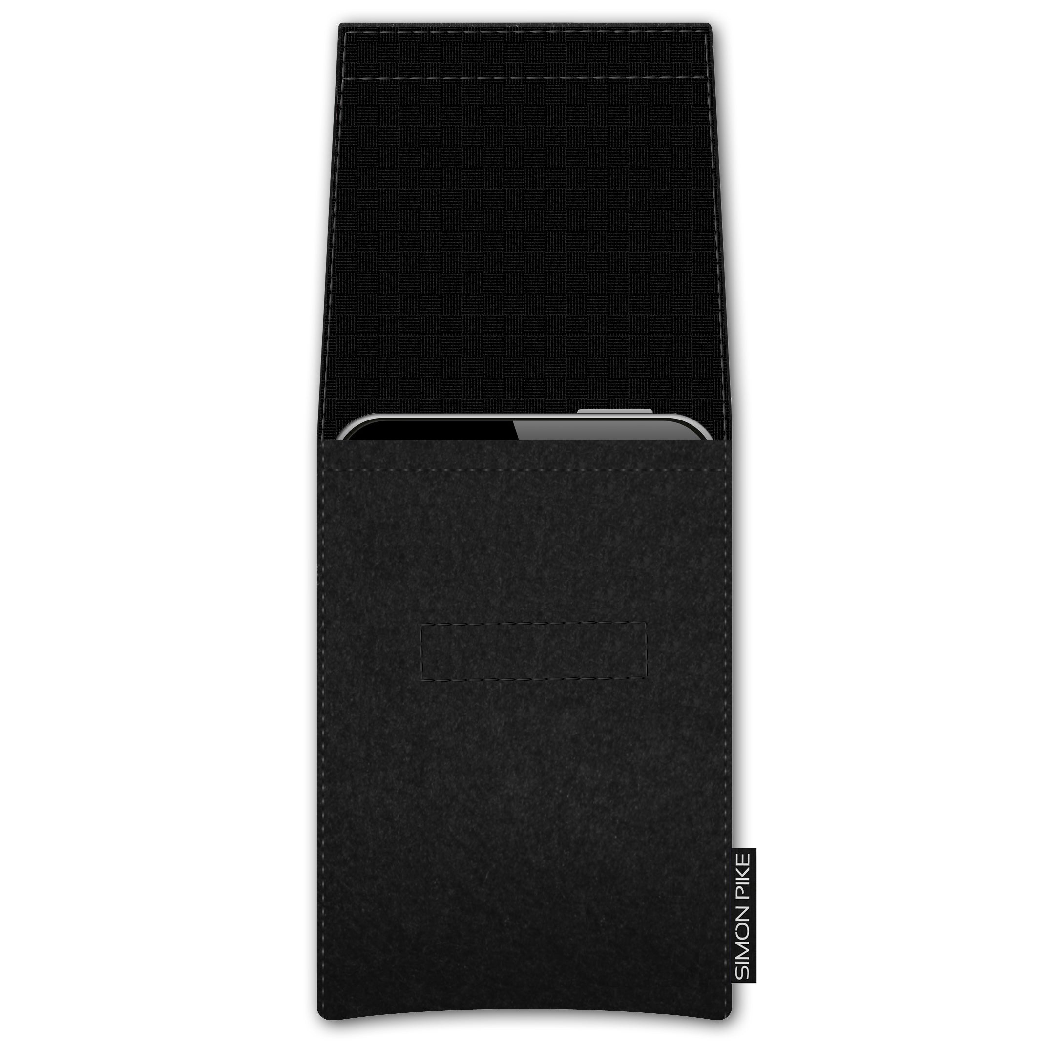 Handytasche "Magnus" 1 schwarz Wollfilz passend mit Silikonhülle