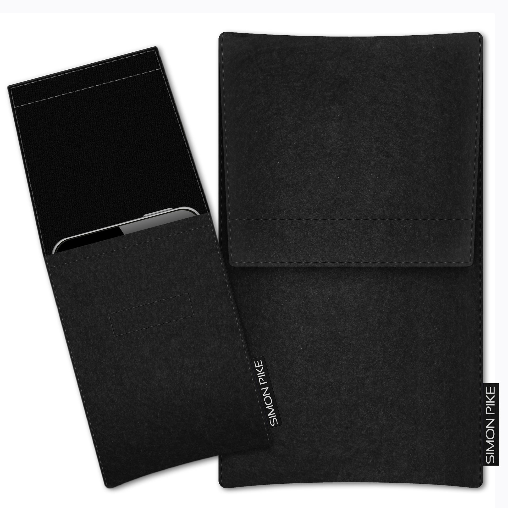 Handytasche "Magnus" 1 schwarz Wollfilz passend mit Silikonhülle