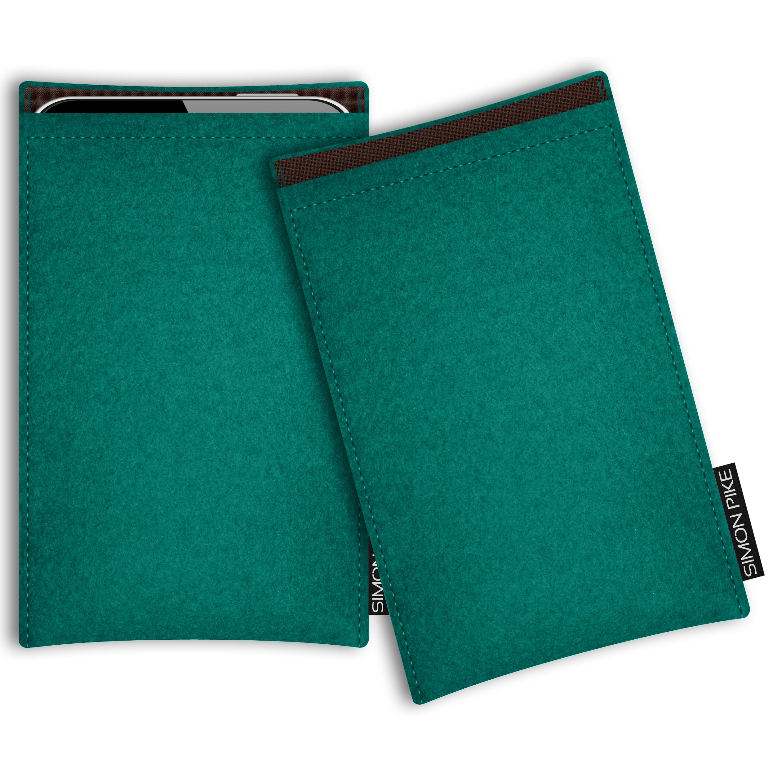 Handytasche "Boston" 2 smaragd Wollfilz passend mit Silikonhülle