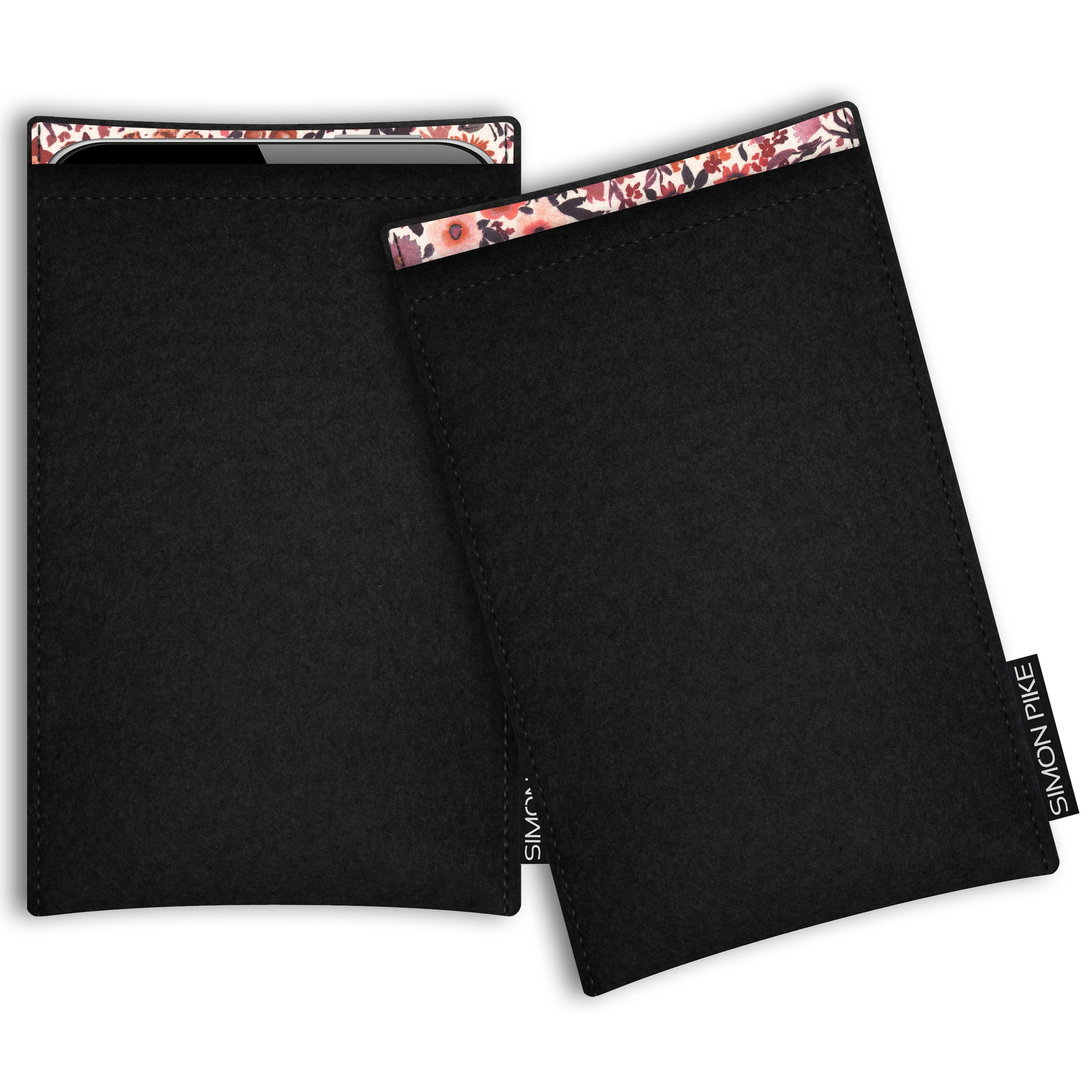Handytasche "Boston" 43 schwarz Wollfilz passend mit Silikonhülle