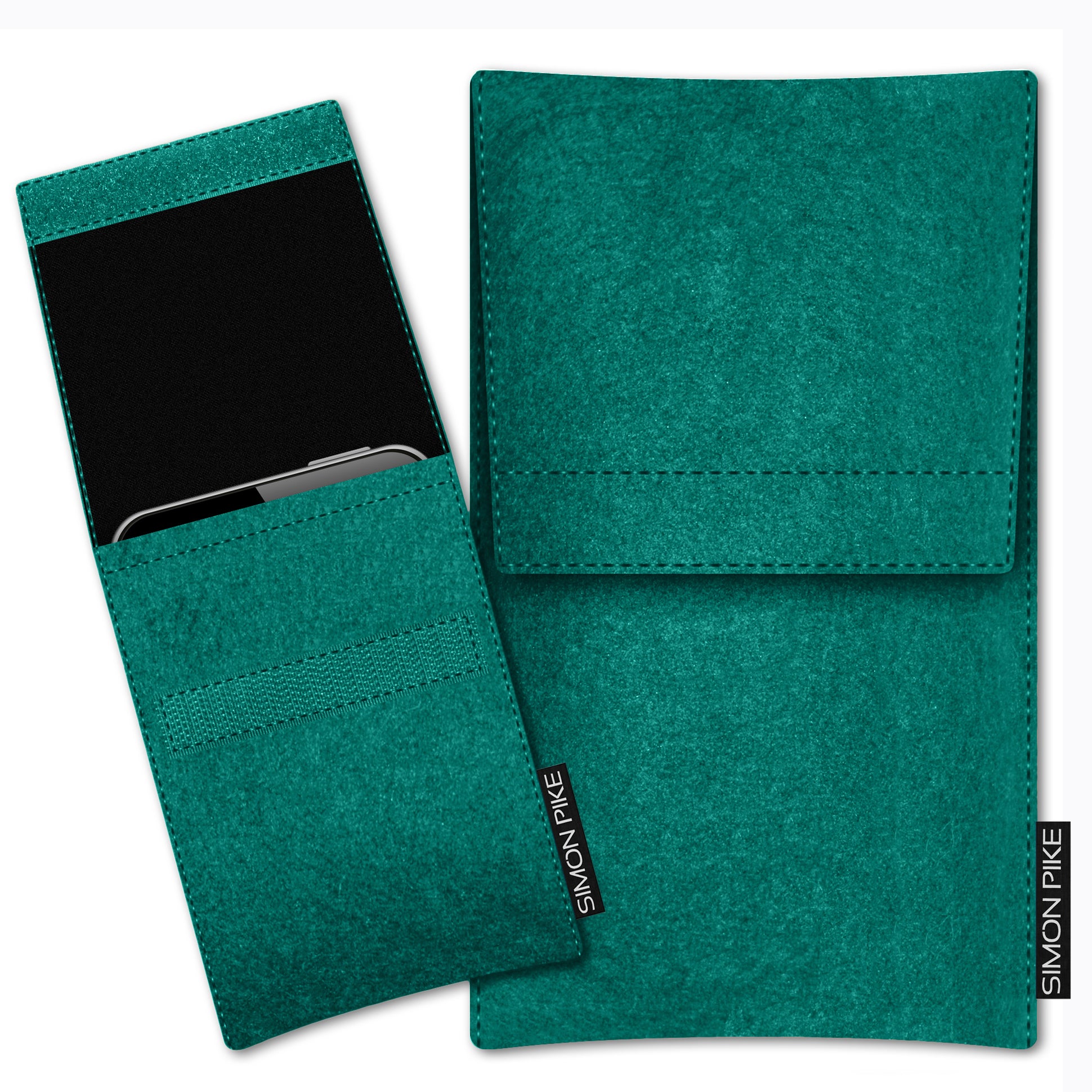 Handytasche "Sidney" 1 smaragd Wollfilz passend mit Silikonhülle